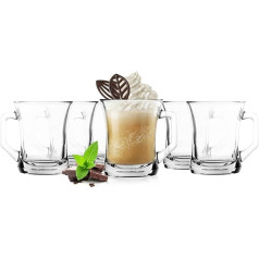 Glasmark KROSNO 1992 Coffee Glass Coffee Glass with Handle Tea Glass Mug 200 ml Robust Dishwasher Safe High Gloss Transparent