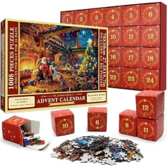 Advent Calendar 2024 Christmas Jigsaw Puzzle 24 Boxes Advent Calendar 2024 Children 1008 Pieces Puzzle Christmas Gift for Boys Girls (70 x 50 cm)