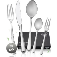 RÖSLE Passion Cutlery Set for 6 People - 30-Piece Highly Polished Cutlery Made of 18/10 Stainless Steel - Premium Cutlery Set, Dishwasher Safe, in Elegant Gift Box