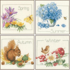 Counted Cross Stitch Kit: 4 Seasons: Set of 4, NA, 18 x 16cm