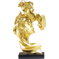 Couple Figurines Statue Resin Kissing Lovers Sculpture Wedding Creative Abstract Sculpture Desktop Modern Art Figure for Home Office (Gold)