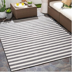 Livabliss Valencia Outdoor Rug Weatherproof, Indoor and Outdoor Rug for Balcony 80 x 150 cm, Patio, Garden, Kitchen - Outdoor Rug Boho Style, Rug for Outdoor Use - Black and Cream