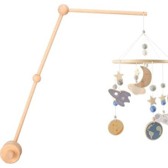 Mobile Baby Bed Holder Adjustable Angle and Height Mobile Wooden Arm Baby Mobile Hanger for Nursery Decoration Bed Bell Holder Wood Color