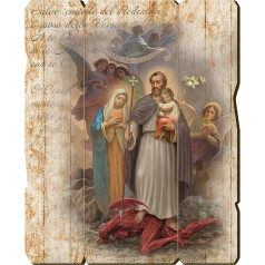 Fratelli Bonella | Vintage Style Wooden Picture of Saint Joseph, Protector of the Holy Family, Dimensions: 28.5 x 35.5 cm, Made in Italy