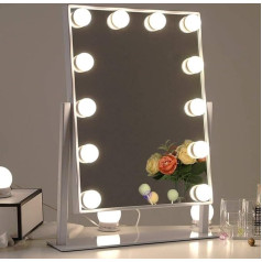 Chende Tabletop Professional Make-Up Mirror with Light, Illuminated Cosmetics Mirror with Dimmable LED Lights, Hollywood Mirror with 3 Colour Light Conversion