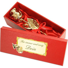 Real Golden Rose with Dedication: Forever and Ever Yours, Plated with 999 Gold, Approx. 16 cm, with Gift Box and Certificate of Authenticity