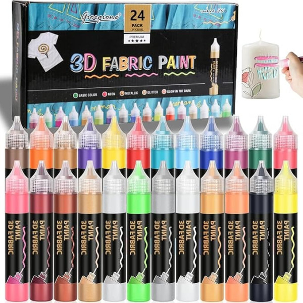 KILPDNZA Candle Painting Set, 24 x 30 ml Decorating, DIY Design, Wax Sticks for Candles - Christening Candle Make Yourself