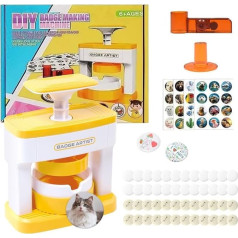 Button Maker Badge Machine 55 mm (2.16 inches), DIY Button Maker Badge Maker Machine DIY Button Press Machine with 48 Pattern Paper and 48 Badges for Party Gifts DIY Creation