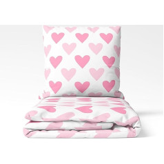 Heart Bed Linen 135 x 200 cm Flannel, Flannel, Heart Heart Motif in Pink, Winter Bed Linen, 1x Pillowcase 80 x 80 cm + Duvet Cover 135 x 200 cm, 100% Cotton (135 x 200)