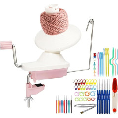 Knitting Yarn Winder Hand Operated Manual Pink Wool Winder for Swift Yarn Fiber Cord 4oz Capacity Helper for Knitting Enthusiasts