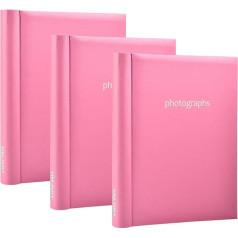 3 x Arpan Self Adhesive Large Photo Albums Totaling 60 Sheets 120 Sides - (Pink)