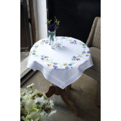 Vervaco Embroidery: Tablecloth: Pretty Pansies, 100% Cotton Multi-Colour, 40 x 2 x 20 cm