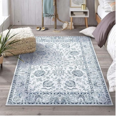 Carvapet Runner Rug 120 x 180 cm Non-Slip Long Kitchen Rug Washable Rugs Area Retro Medallion Rug for Living Room Bedroom Kitchen (Blue Grey)