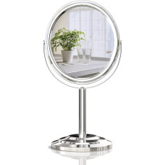 Tabletop Makeup Mirror, Double Sided 1X 3X Magnification Vanity Mirror with 360 Degree Swivel for Bathroom or Bedroom, Chrome Finish, Silver
