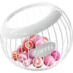 Coffee Pod Holder, Large Capacity Organiser, Metal Storage Basket, Sturdy Design, Multi-Function, (Black, 1-Pack), Ideal for Kitchen, Office, Pantry, Fruit, Snacks, and Coffee Pods