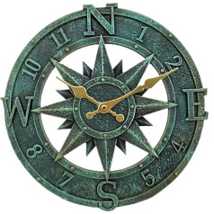 Outdoor Wall Clock 30cm Waterproof Quartz Battery Operated Round Clocks Retro Home Kitchen Living Room Decoration Clocks Non Quiet (Turquoise) TY1118