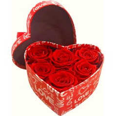 Genérico Ewige rote Rosen, Herzbox, enthält 12 konservierte rote Rosen, romantische Dekoration mit Schleife, ideal für Valentinstag, Verliebte, Jahrestage.