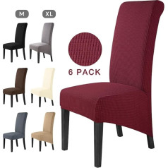Chair Covers, Pack of 6, Elegant Chair Covers, Stretch Chair Cover, Elastic Spandex, XL Chair Covers, Universal Stretch Cover, Removable, Washable Chair Cover for Hotel, Large Dining Room Chairs (6