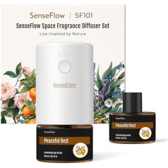 SF101 Fragrance Plug Air Freshener Diffuser - Adjustable Atomiser, Fragrance Oil Bottle Fragrance Oil Set, 120-Day Aroma, LED Light, Ideal for Home, Hotel, Studio - Peaceful Calm