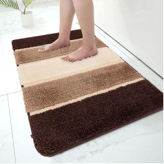 Non Slip Bath Mat, Super Absorbent Waterproof Machine Washable Rug Bath Mats Soft Thick Microfiber Absorbent Bathroom Rug Floor Mat (Brown/Beige, 60x110