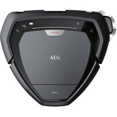 AEG RX9-2-4ANM Robot Vacuum Cleaner, Bagless, Up to 70 Minutes Running Time, Triangular Design, Camera & Laser Technology, Automatic Speed Adjustment, Wide Brush Roll, 700 ml Volume, Grey
