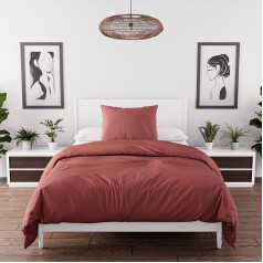 Intemporel Duvet Cover Set Washed Microfibre 140 x 200 cm Boheme Brick Red