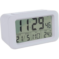 White Digital Alarm Clock with LED Light Alarm Clock with Date and Temperature Display 2 Alarms Snooze Button Digital Alarm Clock with Battery 2 AAA Batteries 12x5.5x7