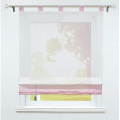 Roman Blind with Loops, Transparent Roman Curtain, Loop Blind, Modern Voile, 1 Piece, W x H 120 x 155 cm, Pink