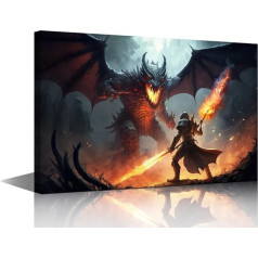 TISHIRON Drachenbilder für Wohnzimmer, Wanddekoration, Drachen-Wandkunst, mythische Kreaturen, Wandkunst, Drachen-Wandkunst, Heimdekoration, Leinwandrahmen, Wandbehang, Dekoration, Poster, Drucke, 30