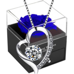 Eternal Rose Blue, Eternal Rose with Necklace, Eternal Rose, Gift Box for Wife, Grandma, Mother, Valentine's Day, Mother's Day, Anniversary Gift for Her