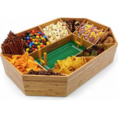 40YARDS American Football Snack Stadium Made of Bamboo Wood + Felt Playing Field (Soft) with Markings and 2 x Yellow Field Goals Size: 50 x 36 cm Assembled Football Snack Stadium is Reusable