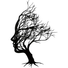 Huspox Abstract Tree Face Metal Wall Art Decor 40x28cm Tree of Life Woman Face Wall Hanging Sculpture Black