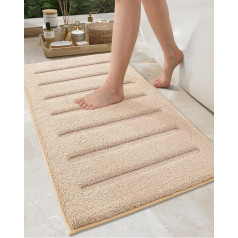 COLOR&GEOMETRY Bath Mat Bath Mat Non-Slip Washable 61 x 110 cm Bathroom Rug Large Absorbent Soft Bath Mat Beige for Bathroom Floor, Shower, Bathtub, Laundry Room