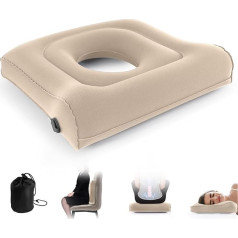 Multifunctional Seat Cushion, Inflatable Pillow, Adjustable Donut Pillow, Portable Backrest Cushion: Pressure Relief for Hemorrhoids, Coccyx Pain, Bedsores 44.5 x 43.2 x