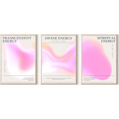 Pink Gradient Canvas Wall Art Aura Energy Trippy Positive Affirmations Space Aesthetic Posters Modern Minimalist Angel Number Spiritual Quotes Prints Paintings 3 Pieces