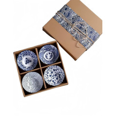 Japanese Style Ceramic Dipping Bowls, Rice Bowl with Gift Box, Side Soy Sauce Bowls for Sushi, Dip, Snack and Oil, Porcelain Serving Bowls for Rice, Soup, Dessert, Snack