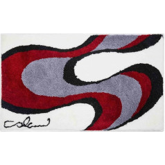 Grund Designer bath rug COLANI, ultra soft and absorbent, anti slip, Colani 11, 60x100 cm, white-red