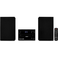 MEDION E64482 Micro Audio System Compact System (DAB+, CD Player, PLL FM Radio, Bluetooth, MP3 Player, AUX, Headphone Jack, USB, Sleep Timer, Dimmable Display) Black