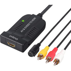 AV CVBS S-Video to HDMI Converter RCA Composite Video Converter 3 RCA Composite Adapter with Male Connector 1080P with Micro USB Cable for PAL NTSC for HDTV DVD VHS VCR DVD