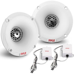 KIT-Set FÜR Pyle PLMRTW25W 1 Marine-Kit mit 2 Hochtönern mit abnehmbaren Hörnern und 2 Frequenzweichen, 60 Watt RMS und 120 Watt Max, 4 Ohm, wasserdicht, für Boot, Meer, Farbe weiß, 1 Kit