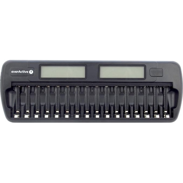 EverActive Charger for 16 AAA AA Batteries Fast Charge – 4 Hour Battery Set, LCD Display, Refresher Mode, Car Adaptor, Model: NC-1600