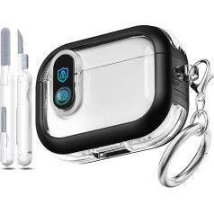 for Airpods Pro 2nd Generation Case with Secure Lock Compatible with Airpods Pro Case 2nd/1st Gen Clear Transparent TPU Shockproof Military Grade Case Black