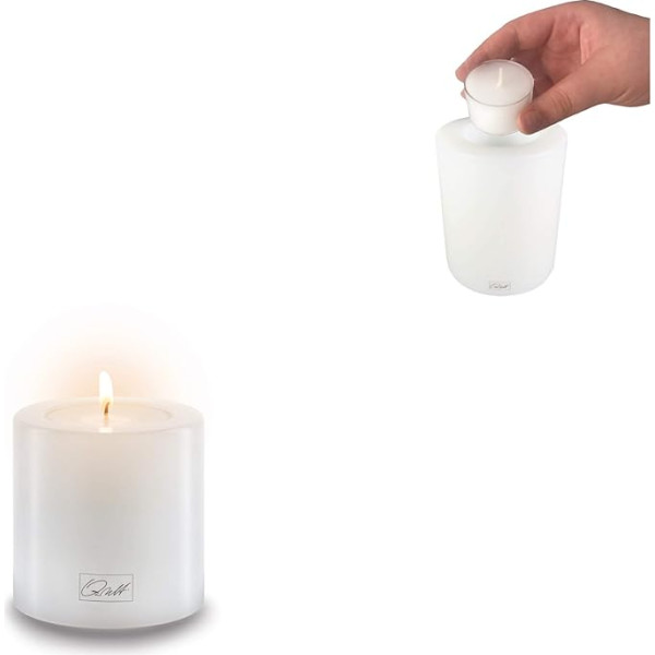 Farluce Trend • Tea Light Holder in Candle Shape • Candle • Plastic Candle in Candle Look • Tea Light Candle with Tea Light Insert • Includes Tea Light • White (Diameter 6 cm, Height 6 cm)
