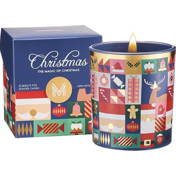M&SENSE Apple & Vanilla Scented Candles Christmas 55 Hours Natural Soy Wax Candle for Home 280 g Non-Toxic Candle for Bathroom Christmas Scented Candle Gift Idea MSSDOEU1O3