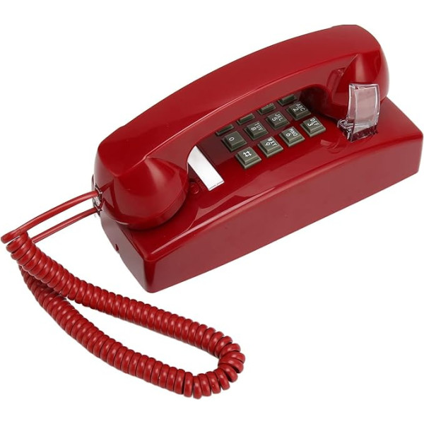 Vintage Wall Telephones Landline, Retro Wall Phone in Old Style, Red Corded Telephone, Wall Mounted with Volume Control for Seniors Hotel Kitchen