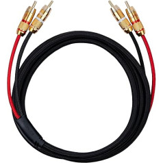 Fluance HiFi Stereo RCA Cable 2 Male to 2 Male Gold Colour Coded Connectors for Preamp, CD Player, Turntable, Amplifier, Game Console, Home Theater and HiFi System - 1.8m