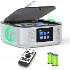 ARAFUNA CD Player Portable Radio with CD Player Bluetooth, Boombox CD Player with Speakers, 3000 mAh Small Music Player, LED Colour Display, Remote Control, FM/USB/AUX Support