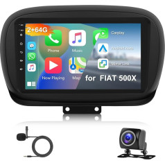 2G + 64G Car Radio for Fiat 500X 2014 2015 2016 2017 2018 2019 2020 Carplay Android Car, 9 Inch Touchscreen with Navigation WiFi, Radio Con Bluetooth Mirrorlink HiFi FM RDS Canbus Rear View
