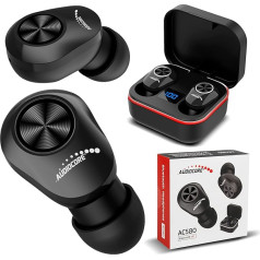 Audiocore AC580 TWS Bluetooth In-Ear Headphones with Charging Station and Integrated Microphone Touch Technology Wireless Earphones True Wireless Stereo BT5.1 Charging Box with Display Black