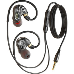3.5 mm Dual Driver Headphones with Cable, 1.2 m Cable with Headband Over Ear, Wired Earphones, Extra Bass, In-Ear Headphones with Microphone for Mobile Phone, PC, Tablet, MP3, Sports, Running